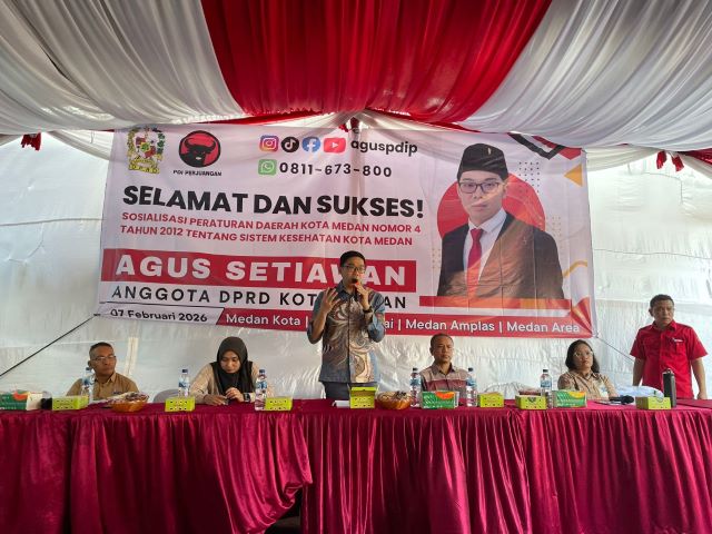 Anggota DPRD Medan Fraksi PDI Perjuangan, Agus Setiawan, gelar Sosper ke II TA 2026 di Medan Denai
