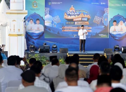 Gubernur Sumut, Bobby Nasution, berikan sambutan saat membuka Pekan Ramadhan Sumut