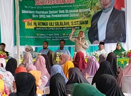 Anggota DPRD Medan Fraksi Hanura-PKB, Roma Uli Silalahi, gelar Sosper IV TA 2026 di Marelan