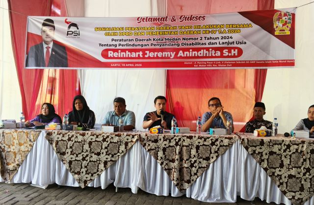 Bendahara Fraksi PSI DPRD Medan, Reinhart Jeremy Anindhita, gelar Sosper IV TA 2026 di Medan Deli 2