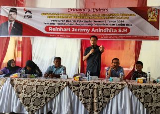 Bendahara Fraksi PSI DPRD Medan, Reinhart Jeremy Anindhita, gelar Sosper IV TA 2026 di Medan Deli