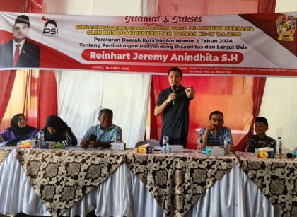 Bendahara Fraksi PSI DPRD Medan, Reinhart Jeremy Anindhita, gelar Sosper IV TA 2026 di Medan Deli