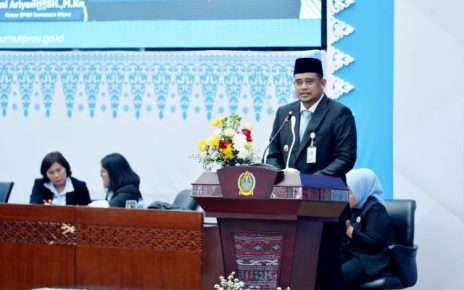Gubernur Sumut, Bobby Nasution, pada sidang paripurna istimewa HUT Provinsi Sumut 78 tahun 2026