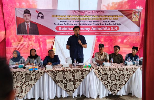 Bendahara Fraksi PSI DPRD Medan, Reinhart Jeremy Anindhita, gelar Sosper V TA 2026 di Medan Timur 1