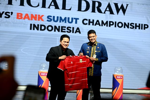 Gubernur Sumut, Bobby Nasution & Ketum PSSI pada Drawing U-19 Boys Bank Sumut Championship 2026