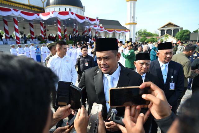 Gubernur Sumut, Bobby Nasution, usai upacara Harlah Pancasila 2026