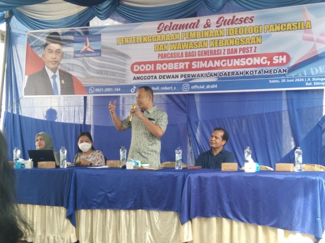 Wakil Ketua Fraksi Partai Demokrat, Dodi R Simangunsong, sosialisasikan Wasbang di Medan Kota