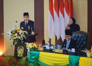 Wali Kota Medan, Rico Tri Putra Bayu Waas, pada sidang paripurna HUT ke 436 Kota Medan