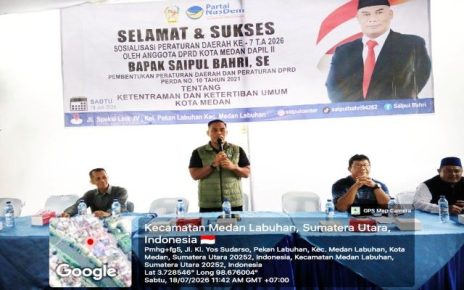 Anggota DPRD Medan Fraksi NasDem, Saipul Bahri, gelar Sosper VII TA 2026 di Medan Labuhan