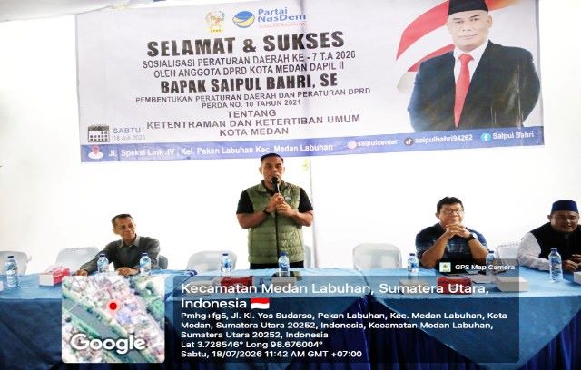 Anggota DPRD Medan Fraksi NasDem, Saipul Bahri, gelar Sosper VII TA 2026 di Medan Labuhan