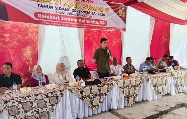 Bendahara Fraksi PSI DPRD Medan, Reinhart Jeremy Anindhita, gelar Reses VI TA 2026 di Medan Deli 1