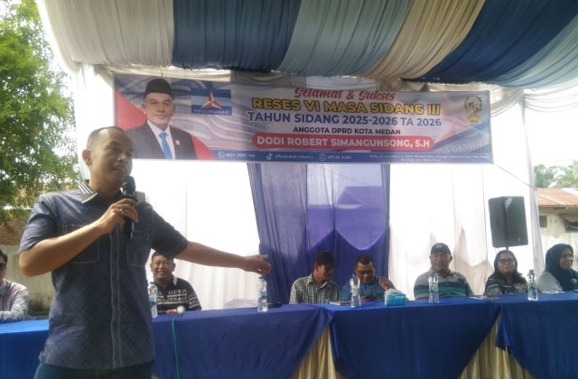 Wakil Ketua Fraksi Partai Demokrat DPRD Medan, Dodi Robert Simangunsong, gelar Reses VI TA 2026 di Medan Denai