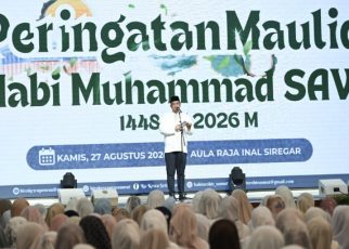 Gubernur Sumut, Bobby Nasution, pada peringatan Maulid Nabi Muhammad SAW 1448 H