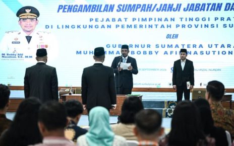 Gubernur Sumut, Bobby Nasution, lantik 3 pejabat eselon II